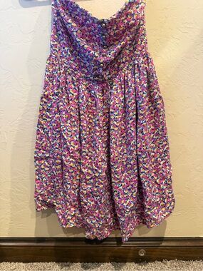 Zara TRF Collection Women Floral Print Mini Dress Size Medium bright strapless